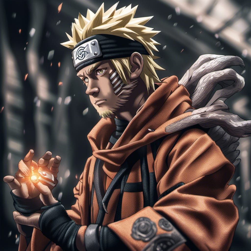 Grand Master and Naruto in Hyperrealistic Style