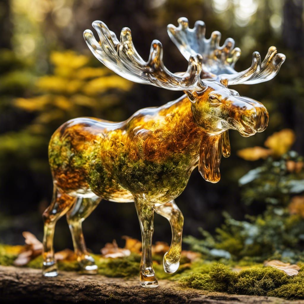 Magnificent Blown Glass Moose in Forest