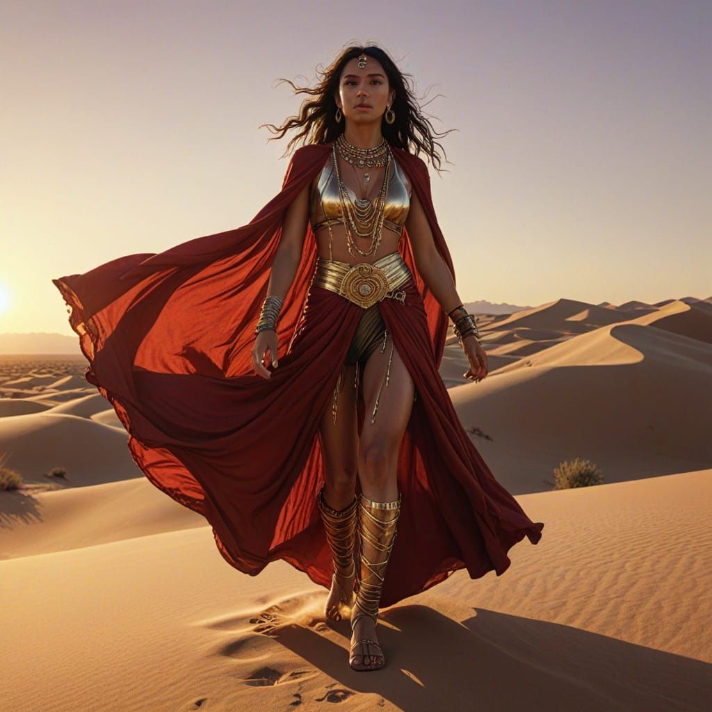 Desert Nomad Queen in Dark Fantasy Style