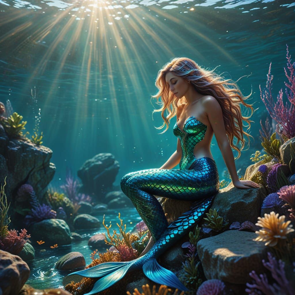 Ethereal Mermaid in Iridescent Hues