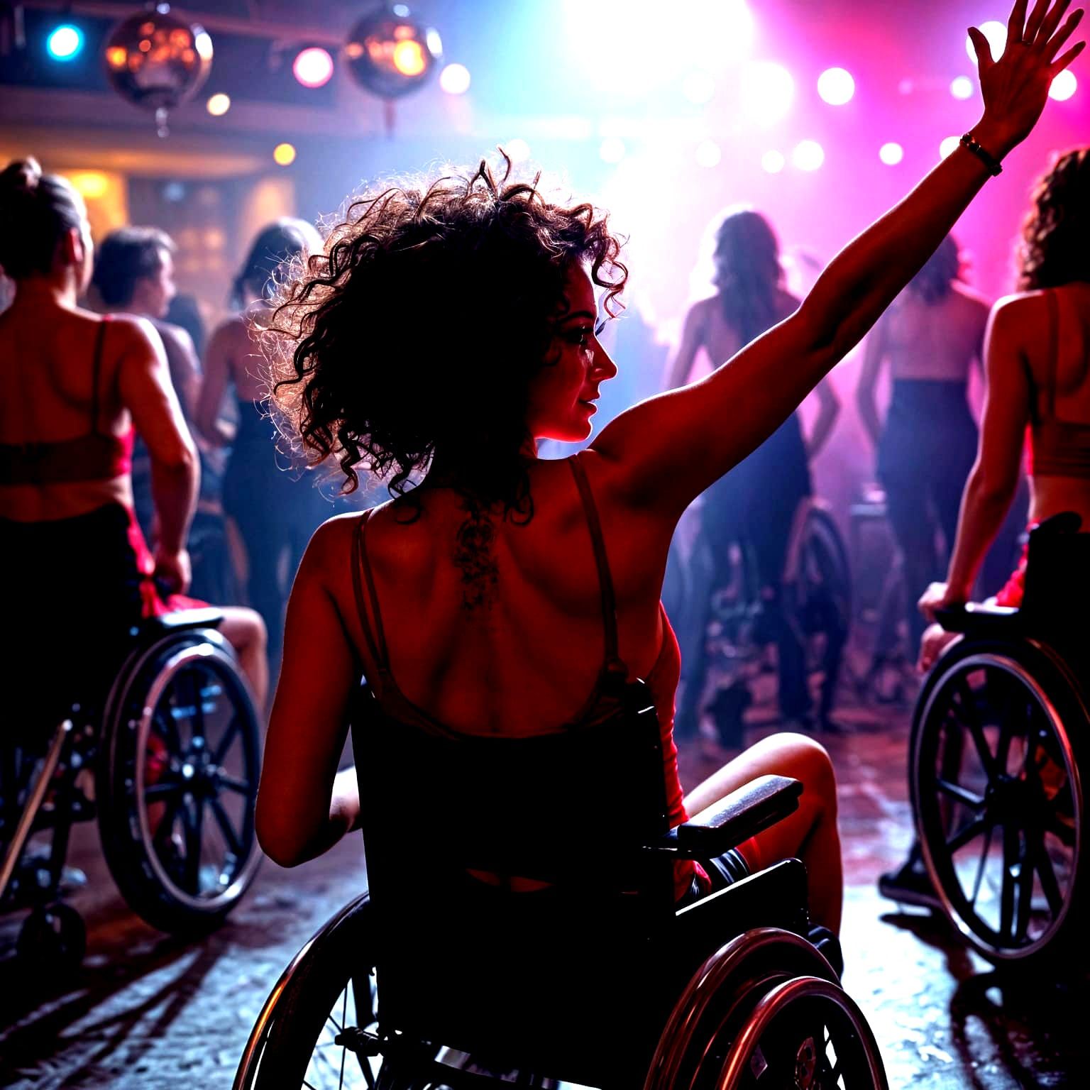 Dancer Under Disco Ball, Wearing Glassed Frames and Curls