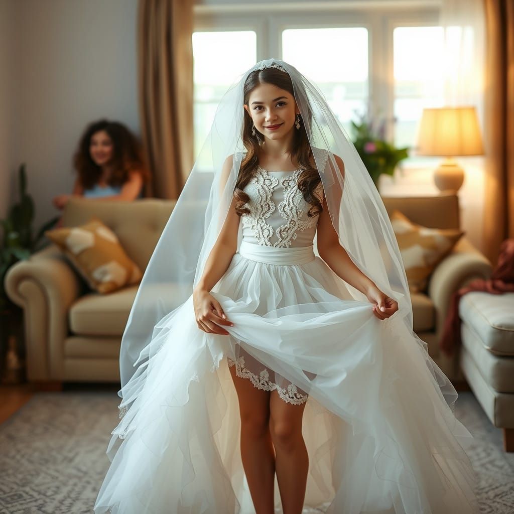 Youthful Man Crossdressing in Elegant Childlike Gown