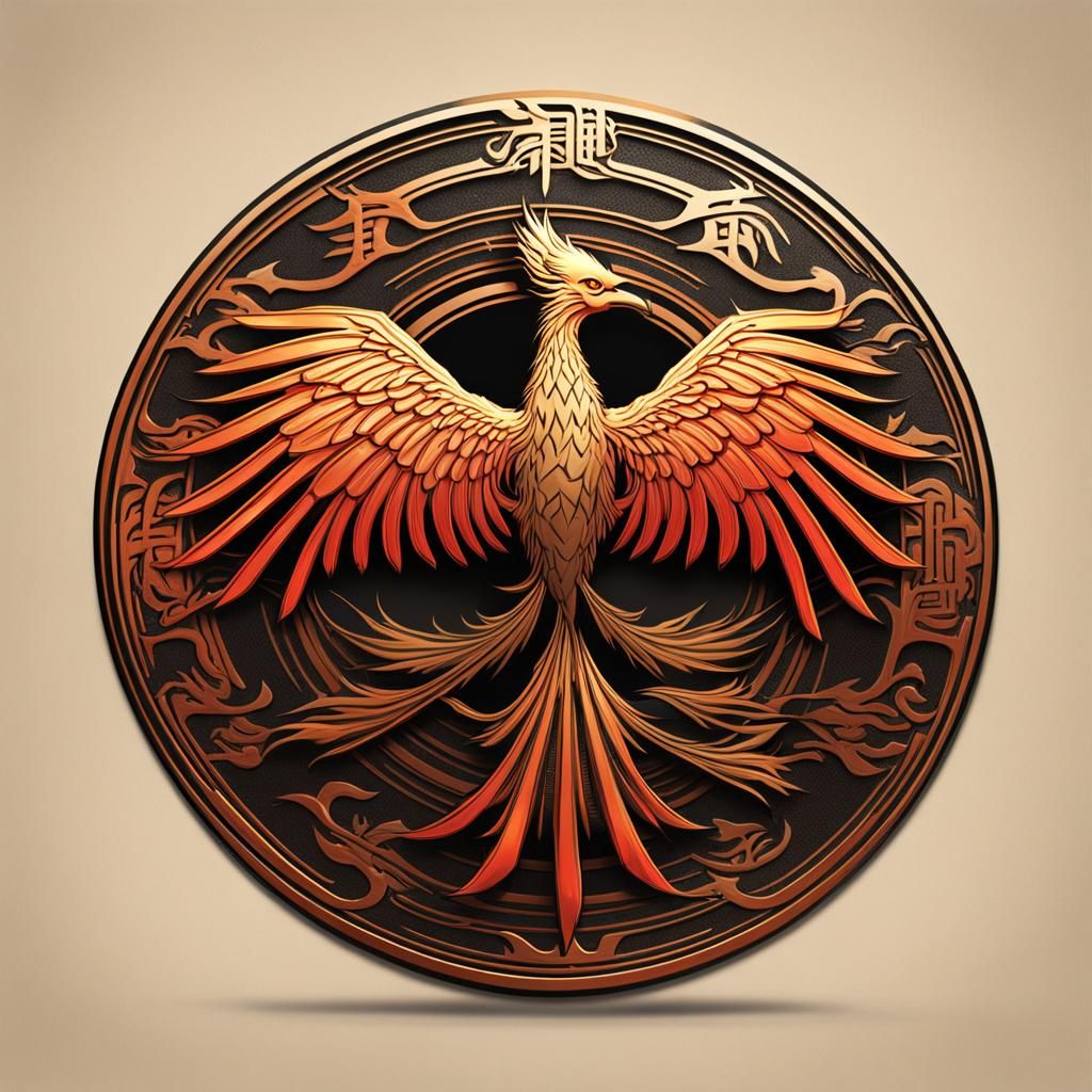 Aikido Dojo Phoenix Logo with Kanji in Fantasy Art