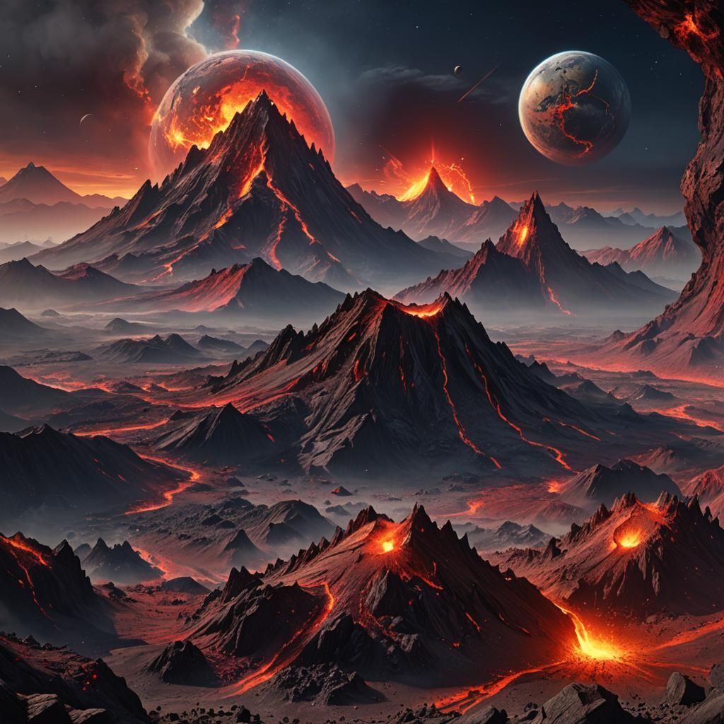 Magmatic Alien Planet Landscape in Hyperreal Detail