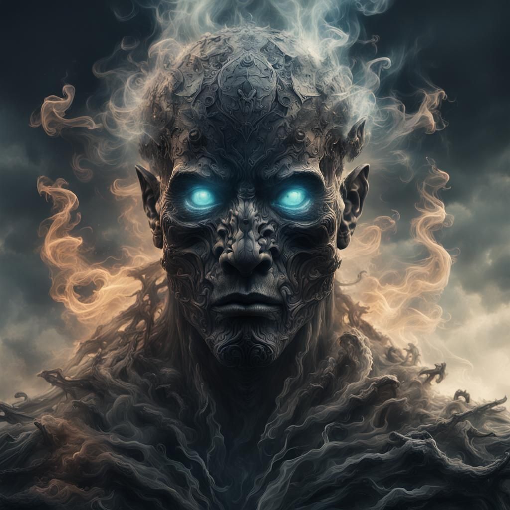 Ethereal Smoke Humanoid in Digital Matte Painting