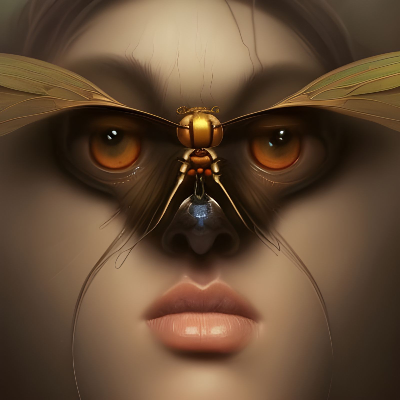 Detailed Fly Portrait in Art Nouveau Style