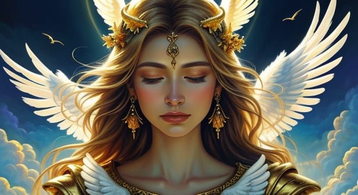 Angel in Flight Oil Painting Portrait