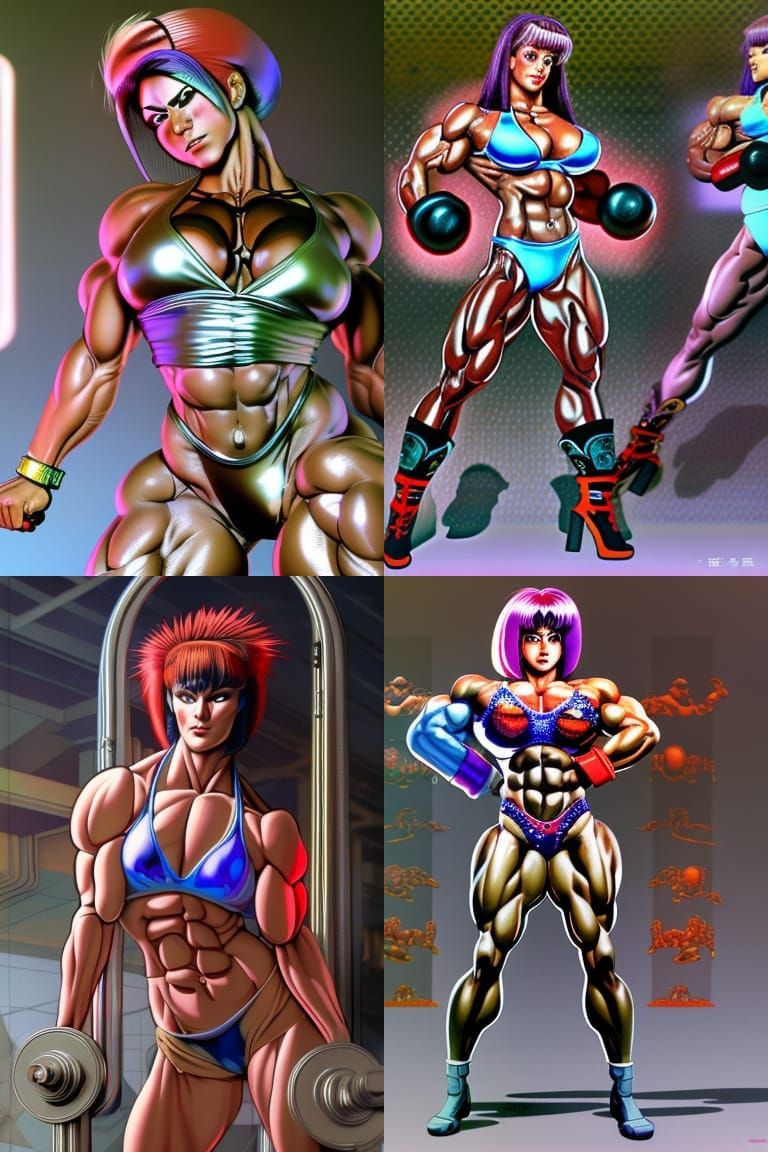 Female Bodybuilder as KOF Anime Character