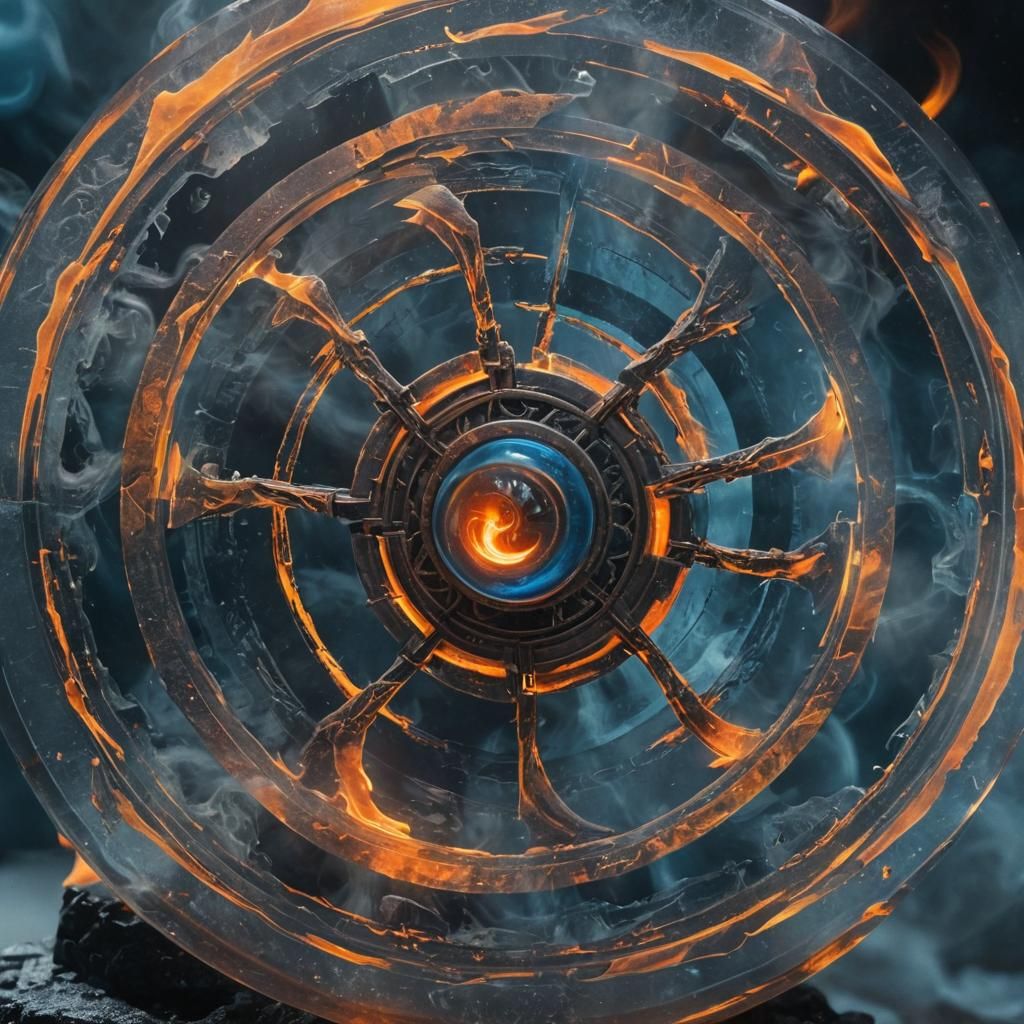 Flame and Ice Gyroscope in Mystical Laboratory