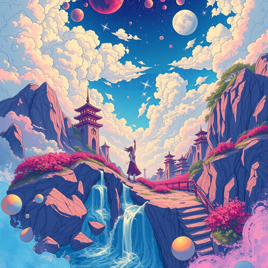 Anime Key Visual Art in Vibrant Fantasy Style