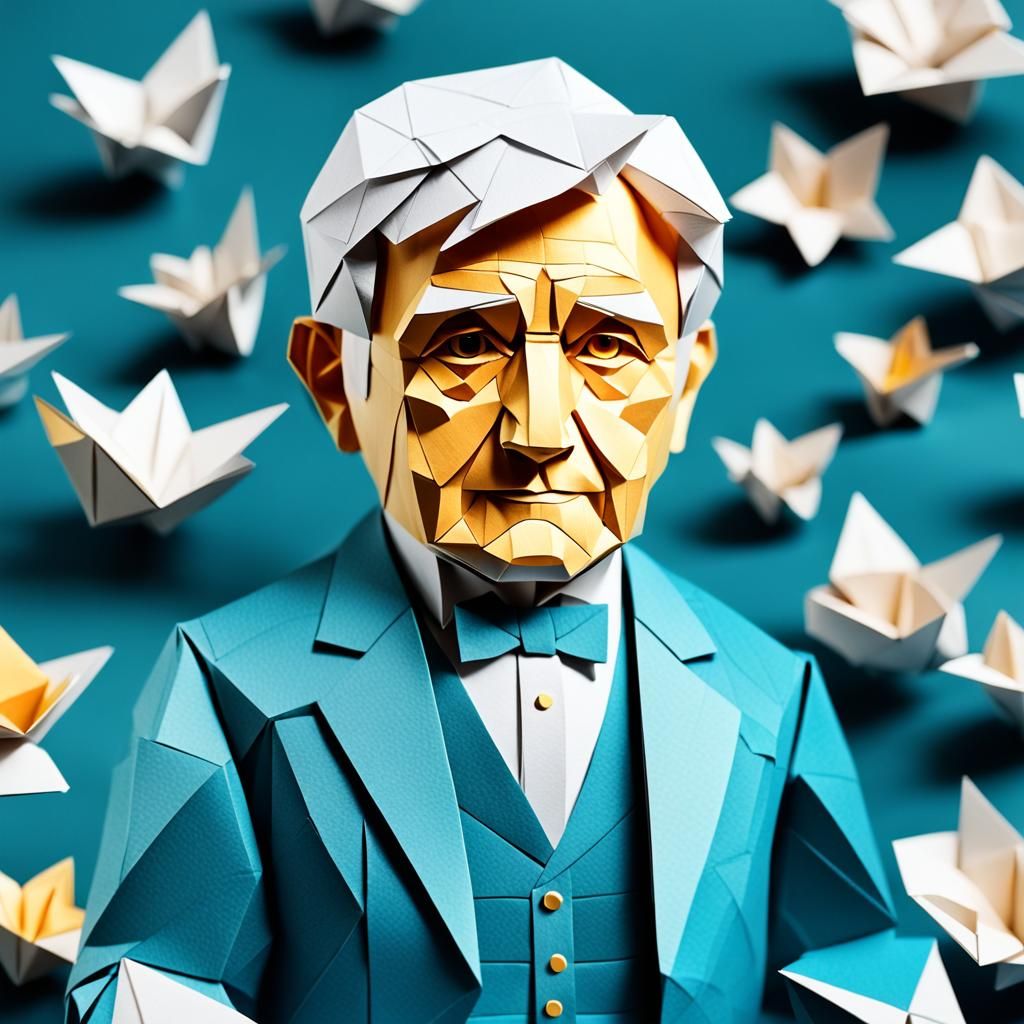 Thomas Edison Papercraft Origami Sculpture
