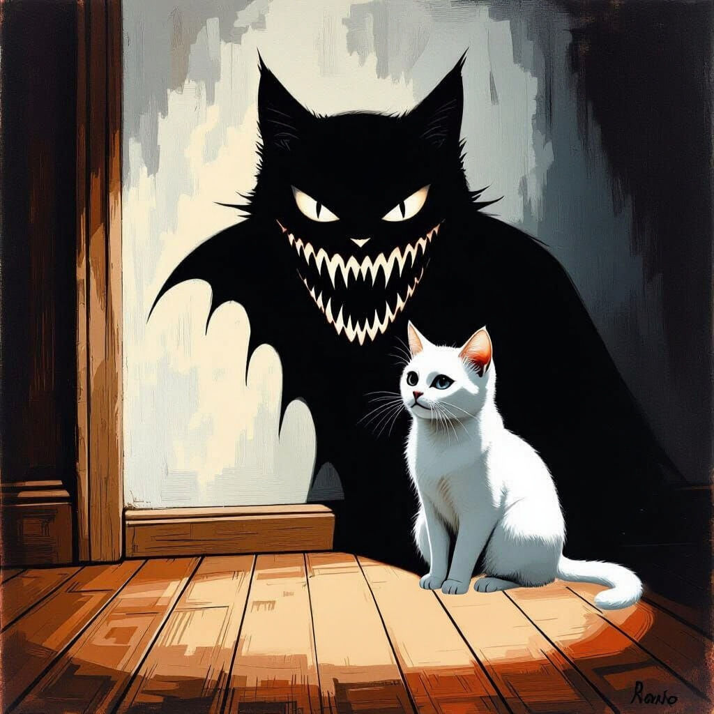 Innocent Cat's Terrifying Shadow