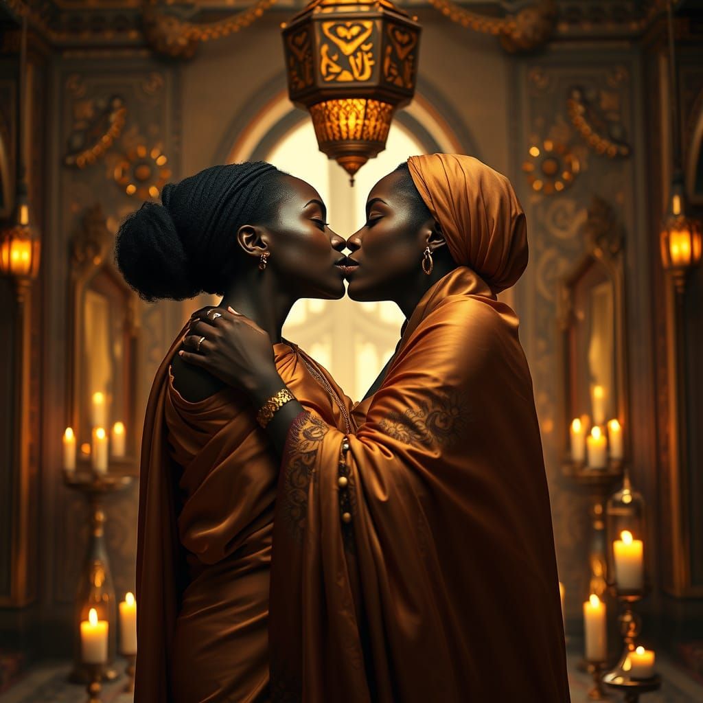 Passionate Embrace in Egyptian Silks