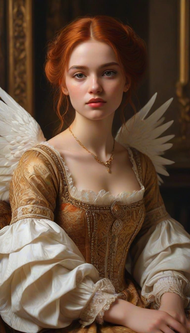 Steampunk Angel in Luxurious Victorian Setting