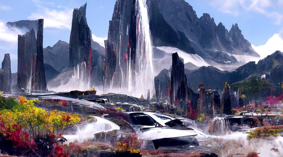 Cinematic Fantasy Landscape with Futuristic City