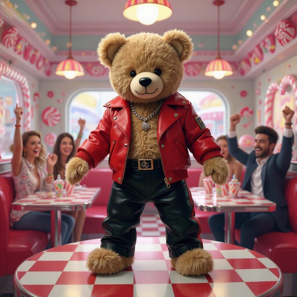 Teddy Bear Thriller Star in Candyland Diner