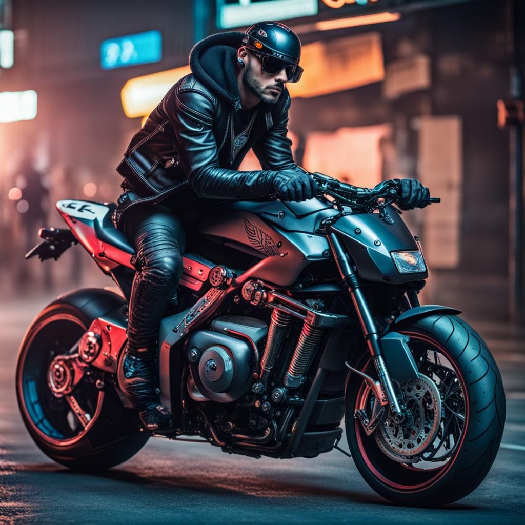 Cyberpunk Biker Gang on Superbikes