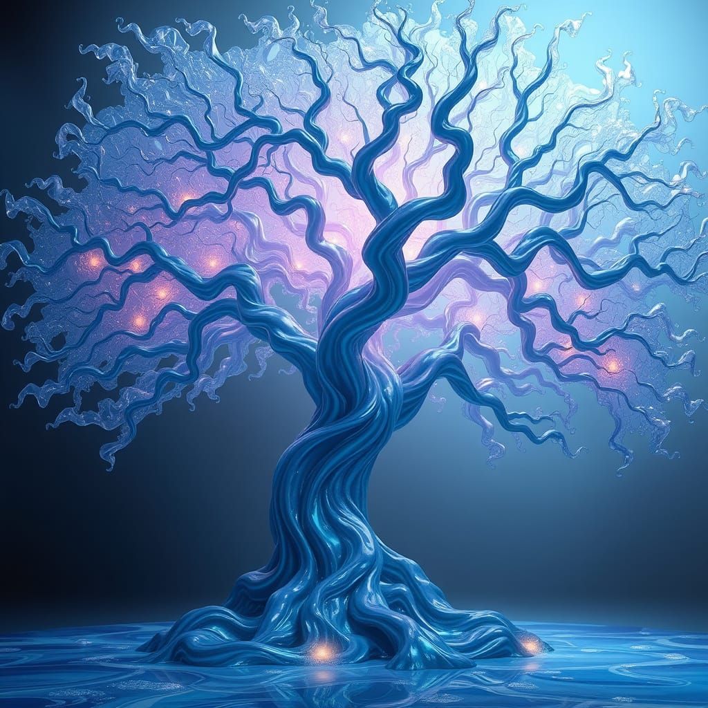 Majestic Liquid Tree With Ethereal Glow