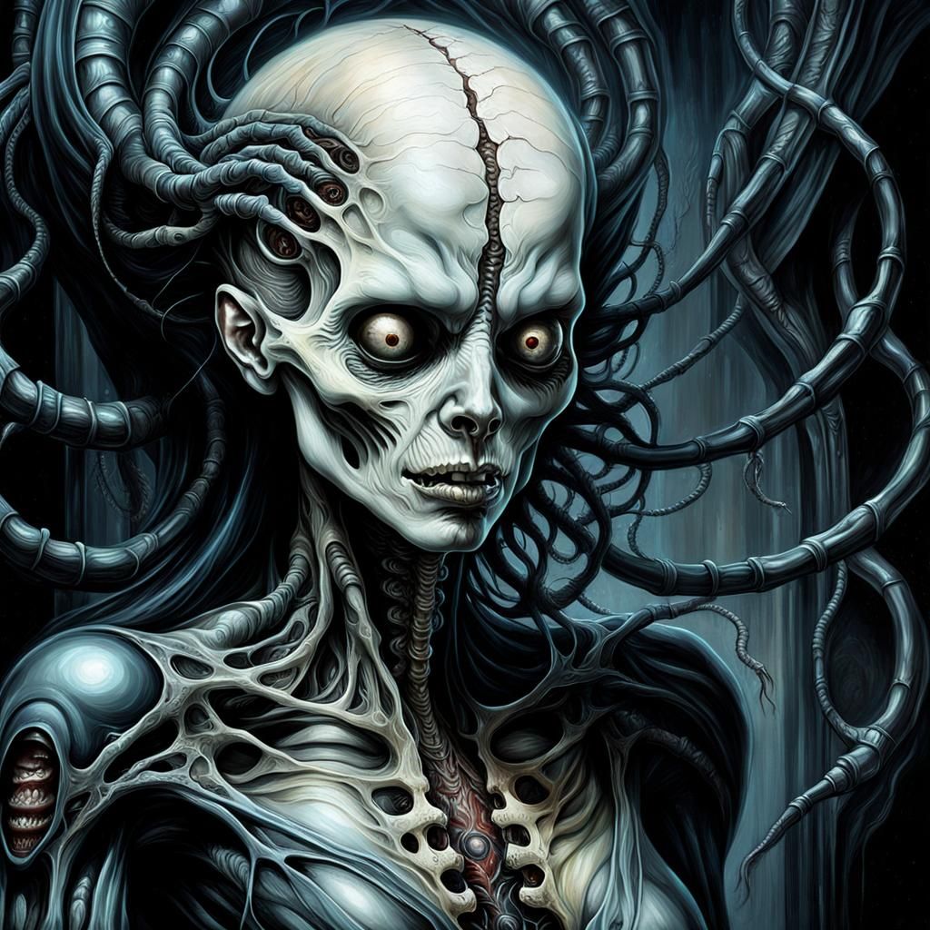 A haunting necromother emerges from the shadows