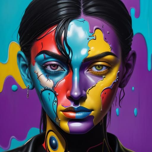 Surreal Clone Portrait in Vibrant Triadic Colors