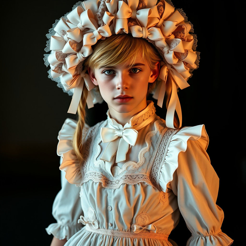 Masculine Man in French Maid Outfit, Cinematic Style