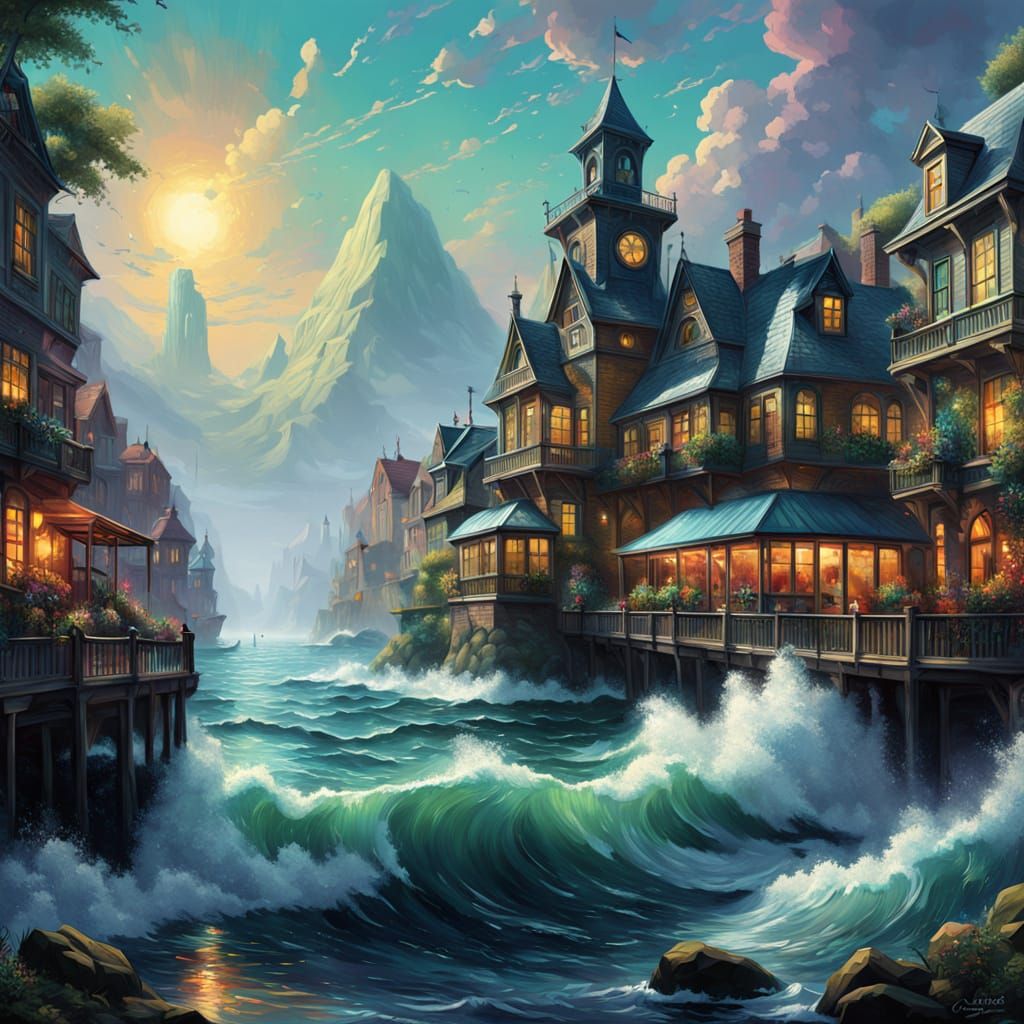 Ethereal Dolphin Reflecting Sea in Impressionist Style