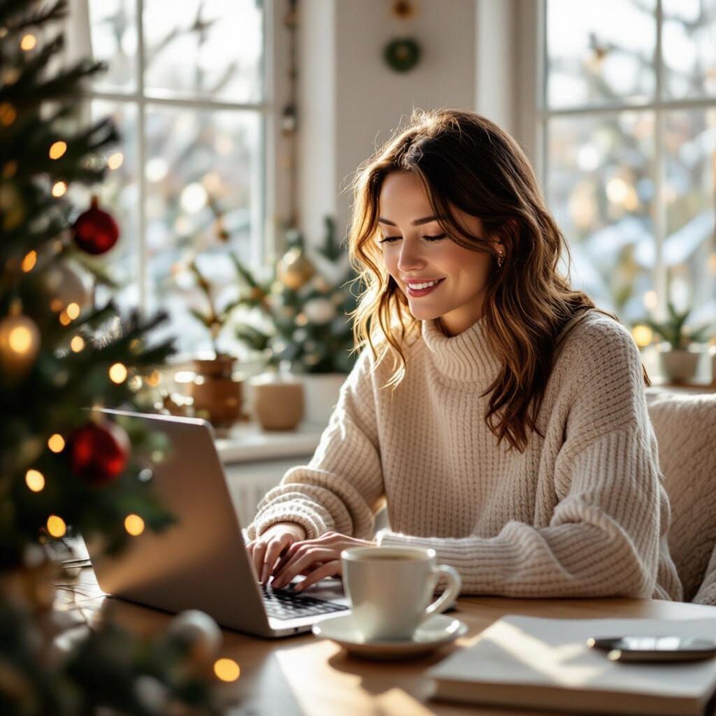 Christmas Remote Work in Photorealistic Style