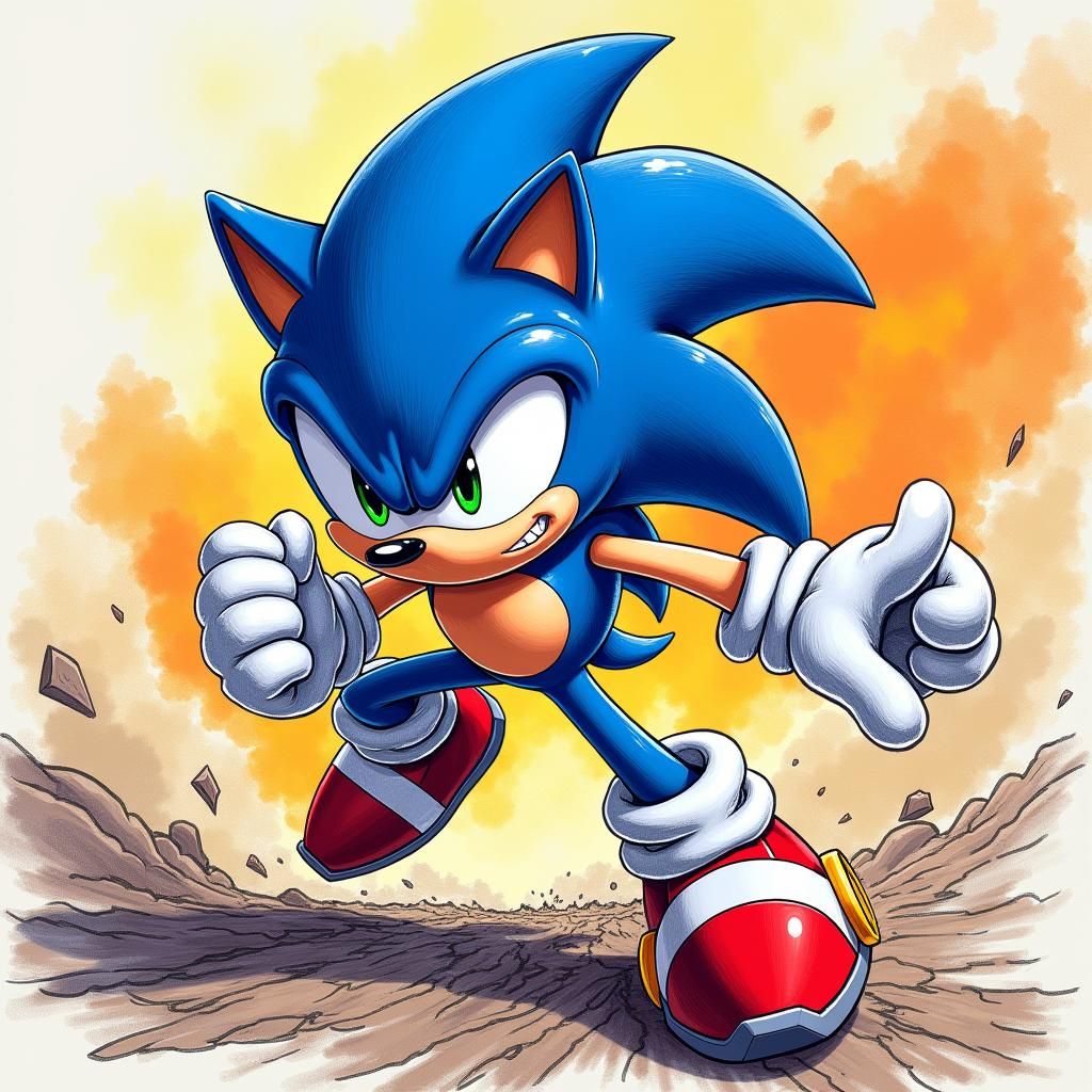 Sonic the Hedgehog in Manga Anime Style