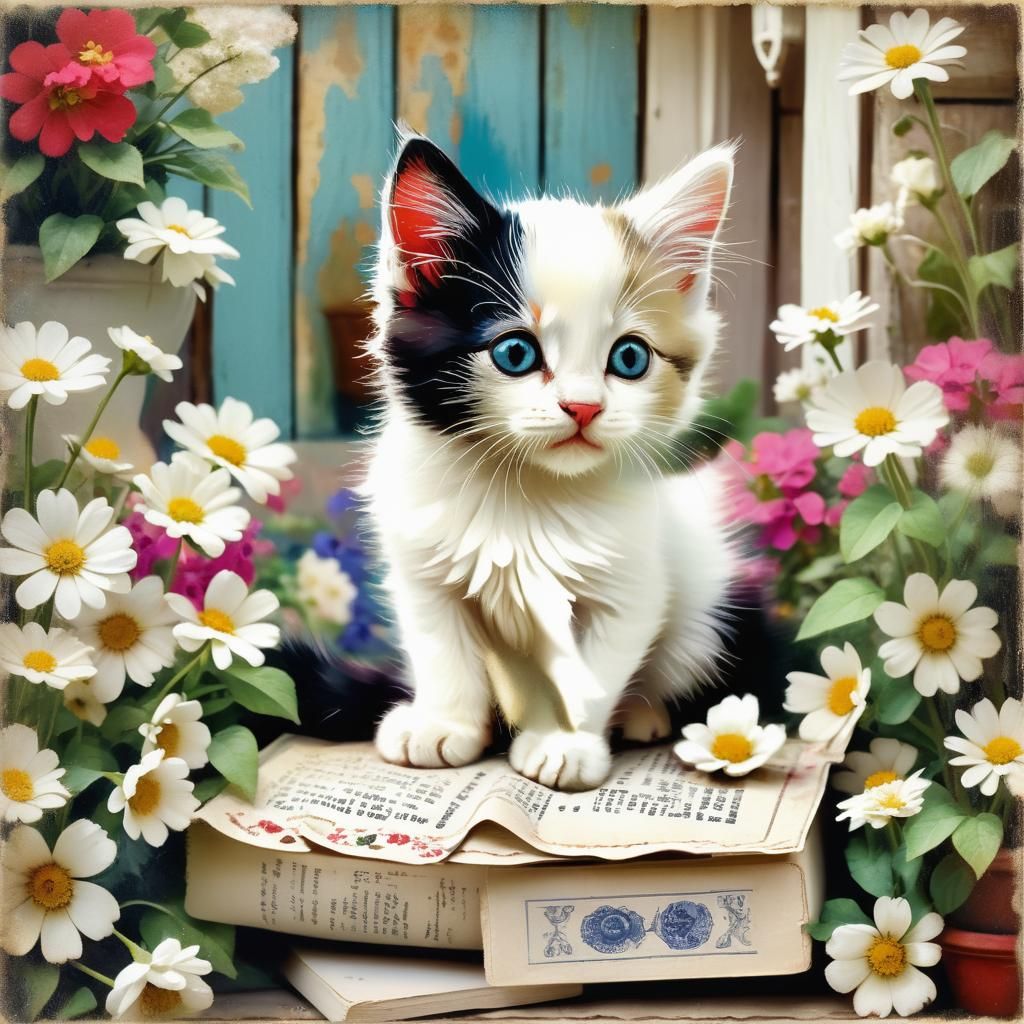 Whimsical Kitten Fairytale in Dimensional Impressionism