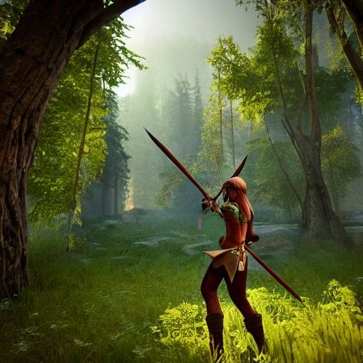 Wood Elf Archer in Fantasy Style