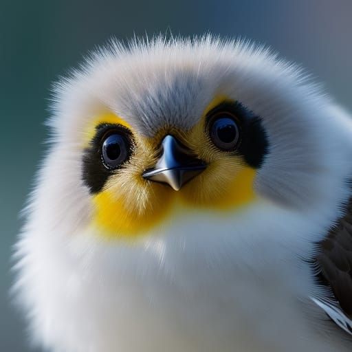 Fluffy Chick Portrait in Impressionistic Style