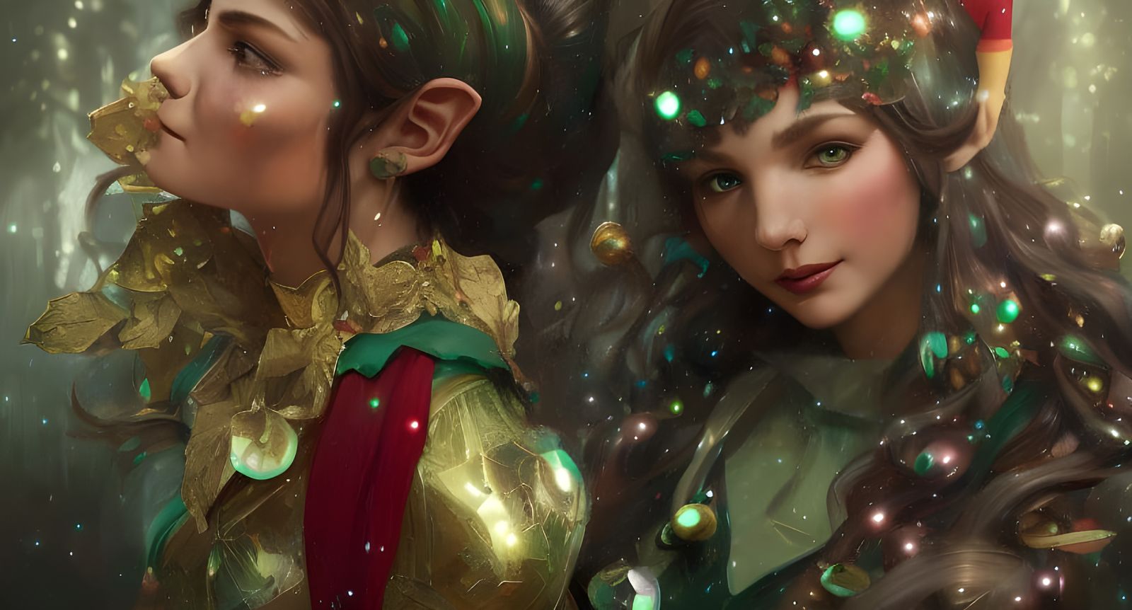 Festive Christmas Elf Portrait in Hyperdetailed Style