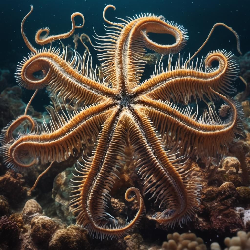 Brittle Star with Decorative Whiplike Arms in 4K