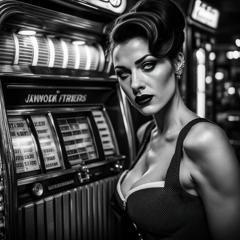 Pinup Girl Posing by Jukebox Portrait