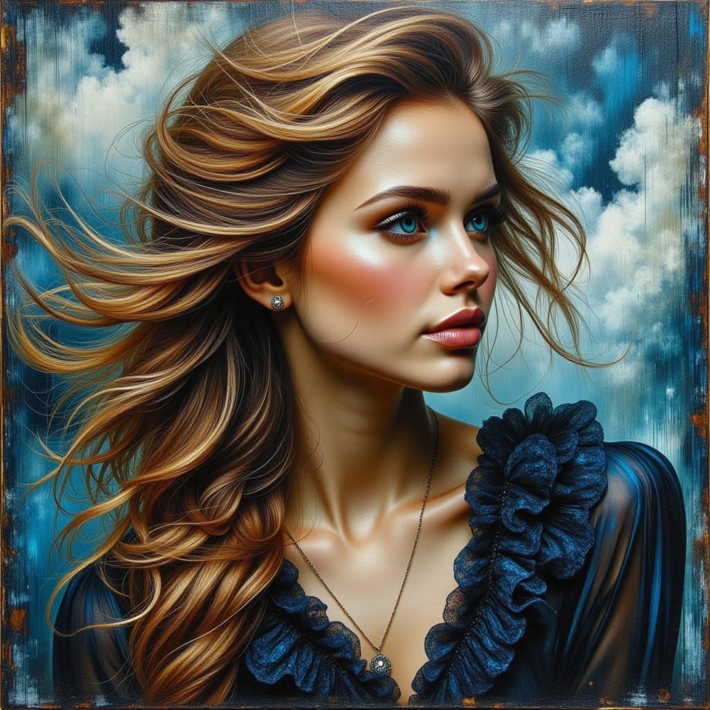 Windswept hair beauty