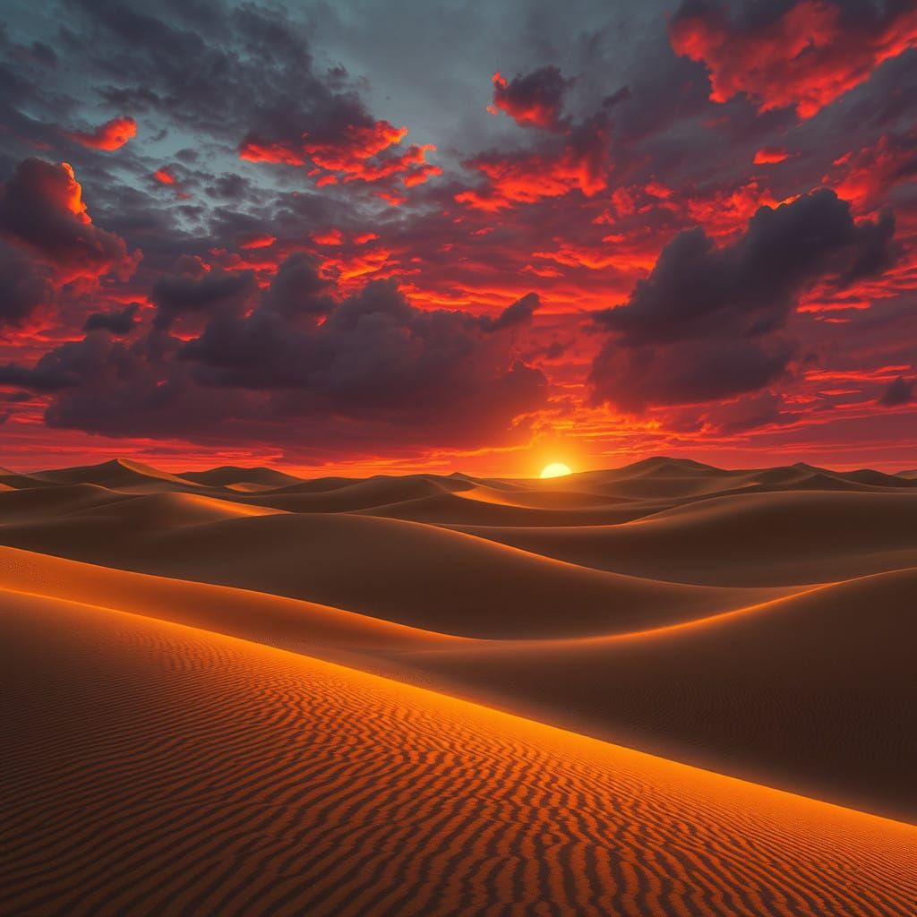 Ethereal Desert Dunes in Warm Golden Light