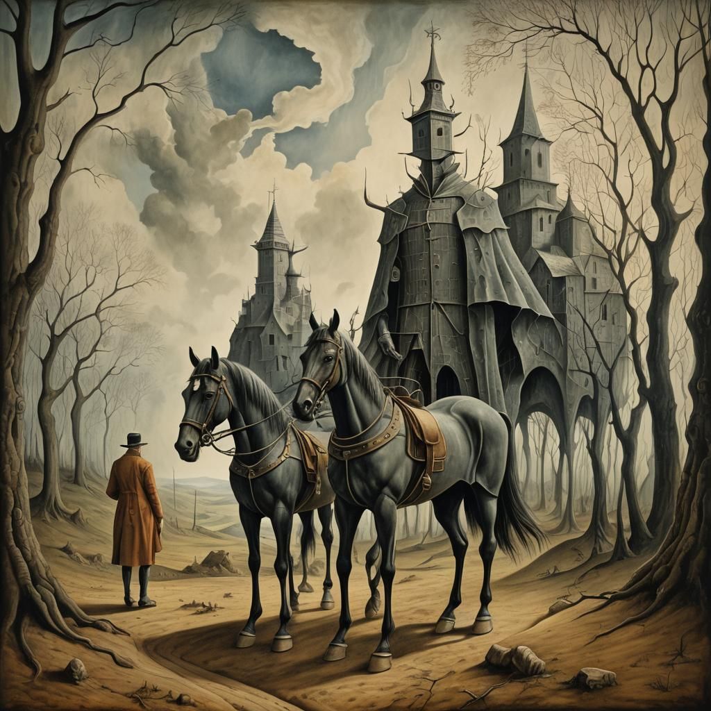 Surreal Desert Riders in Bright Colors