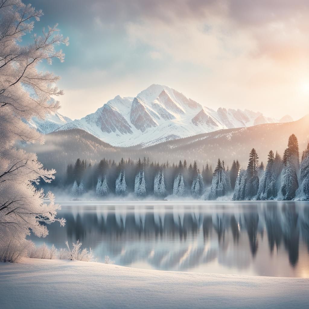 Serene Winter Landscape with Snowy Peaks
