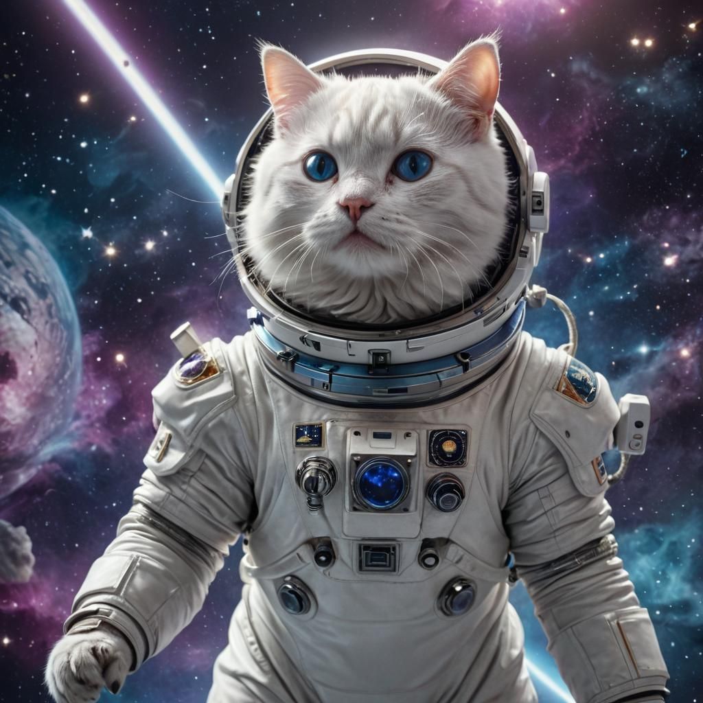 Cinematic Astronaut Kitty in Outer Space