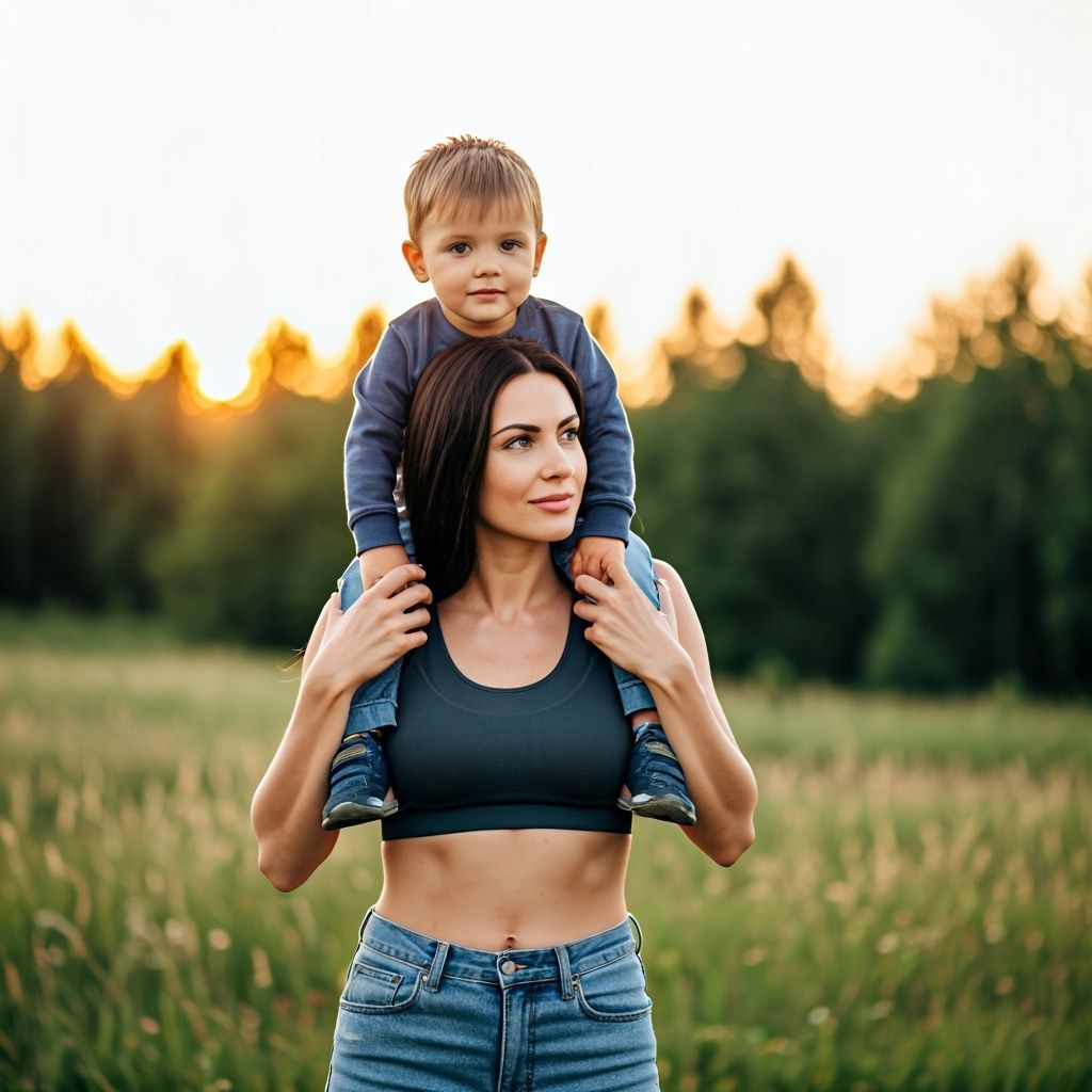 Mother and Son in Golden Hour Sunlight