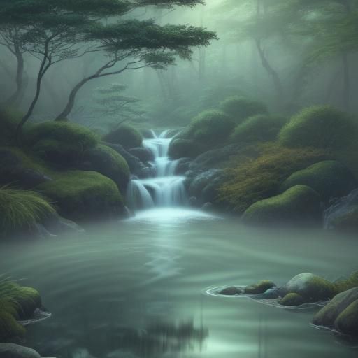 Ethereal Kappa in Misty Japanese Forest