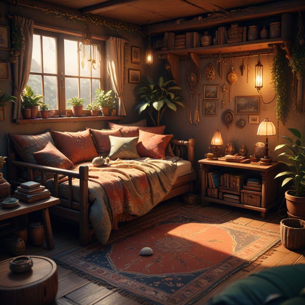 Whimsical Mouse Burrow in Warm, Golden Light