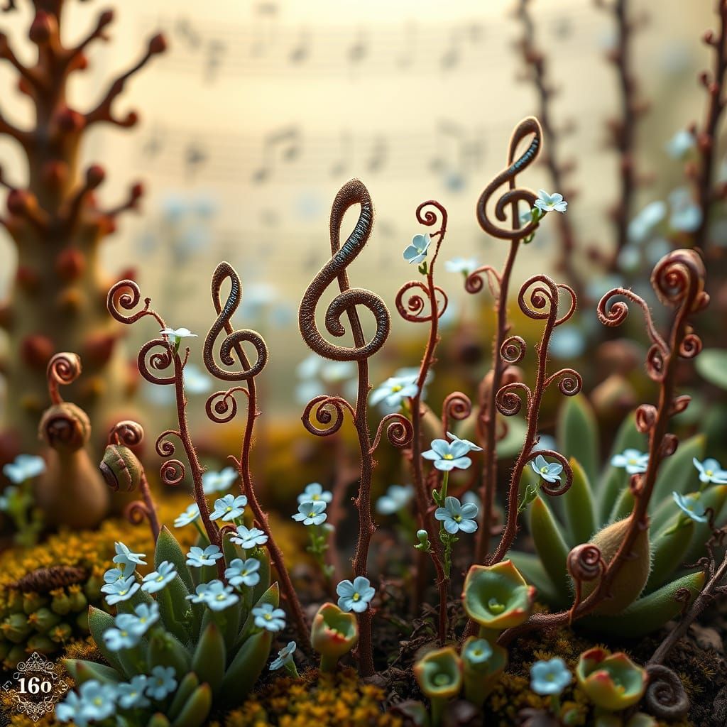Treble Clefs Blooming in a Succulent Garden