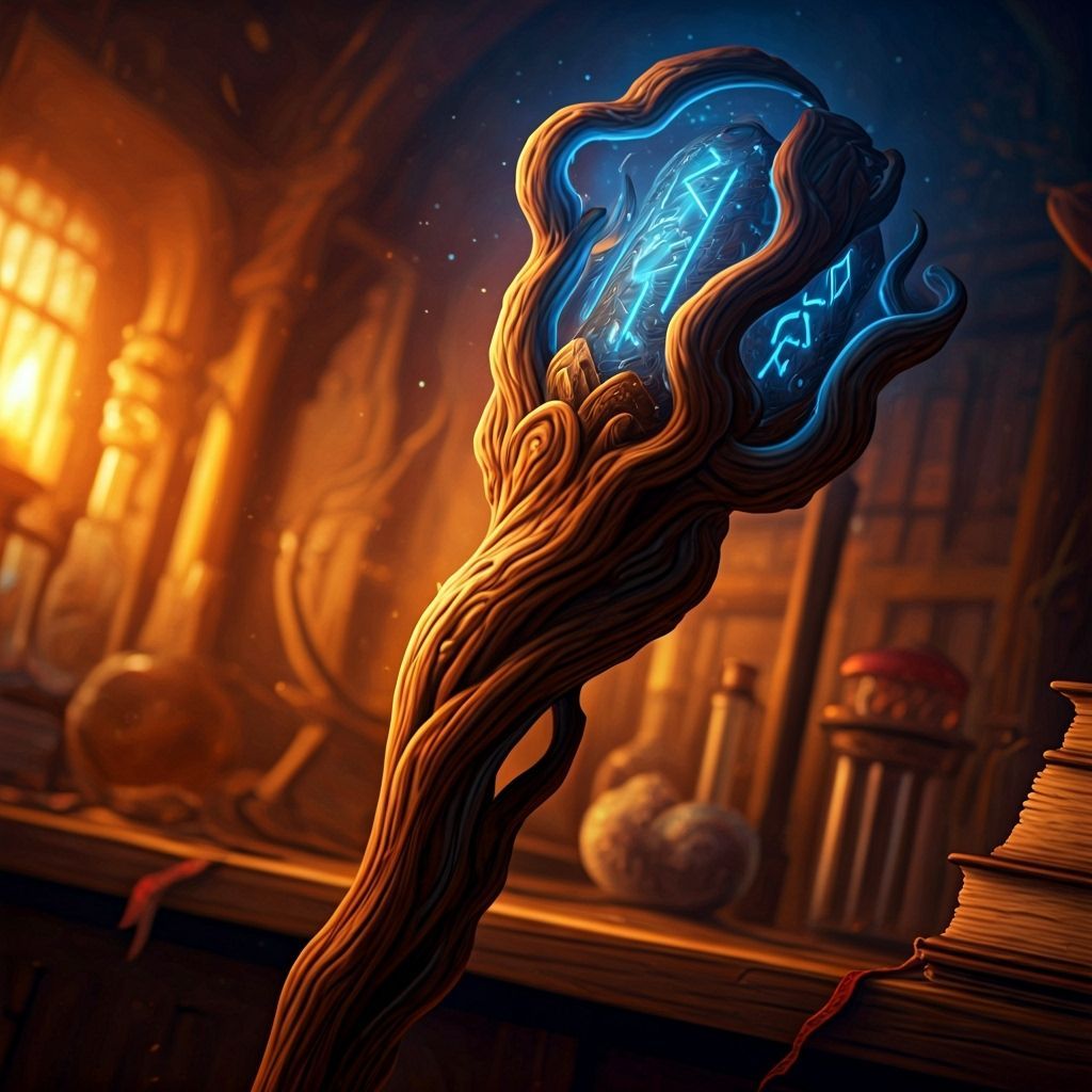 Glowing Rune Staff in Dark Fantasy Style