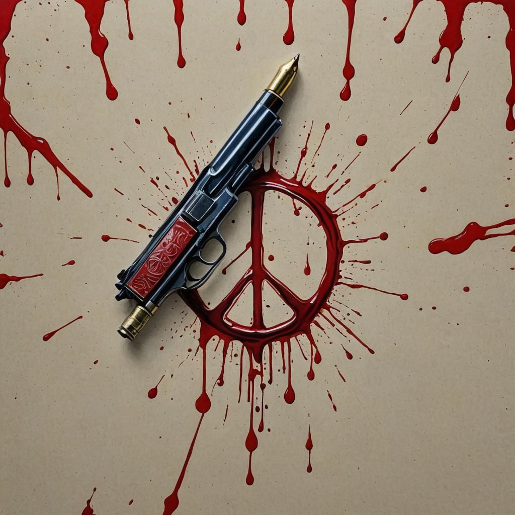 Gun Shell Replaced by Pen Drawing Peace Sign
