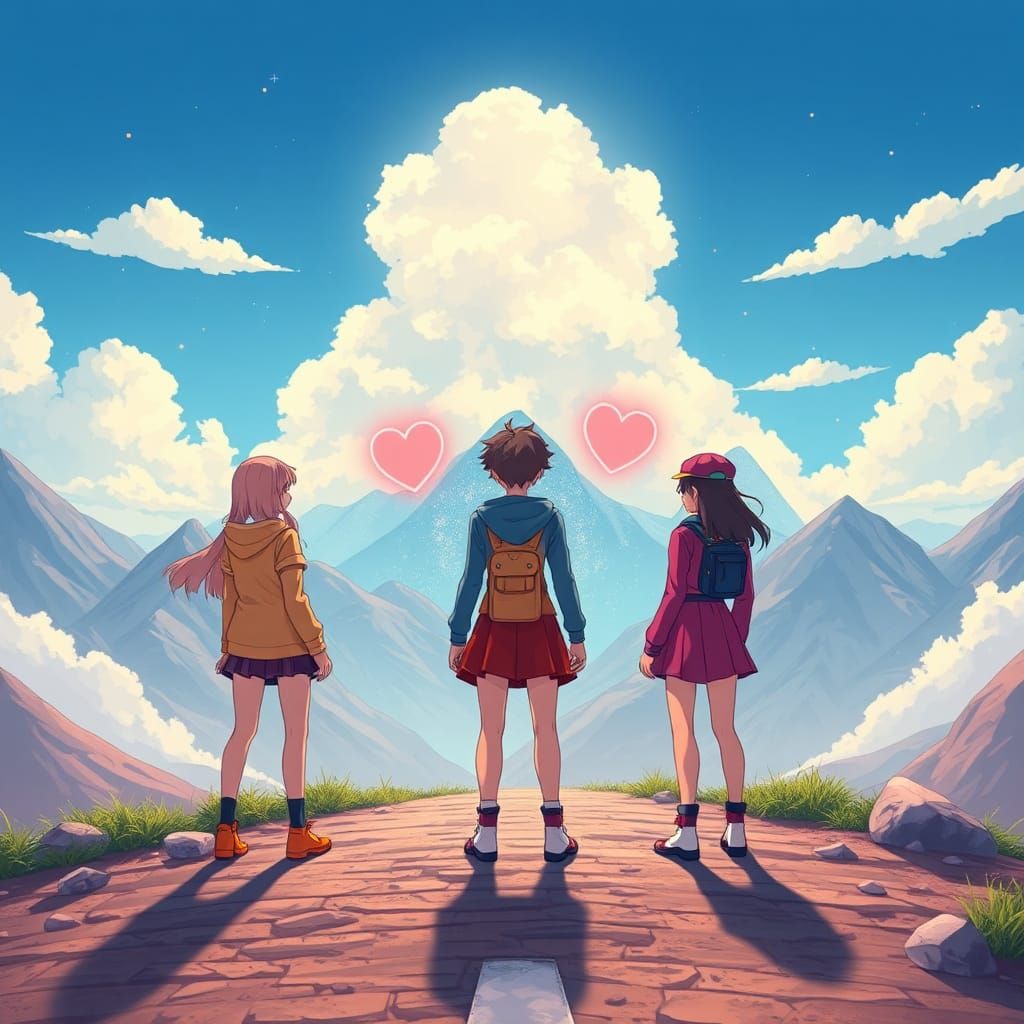 Crossroads of Choice: Anime Friends in the Mountains