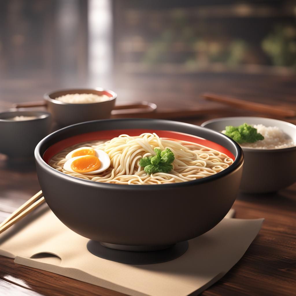 Detailed Matte Painting of a Ramen Bowl