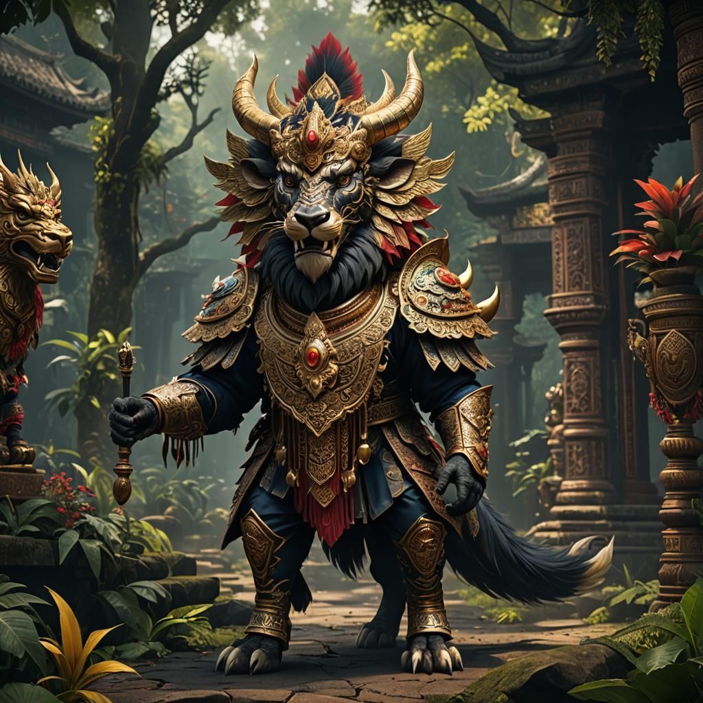 Barong Kuda Kepang Costume with Songket Fabric