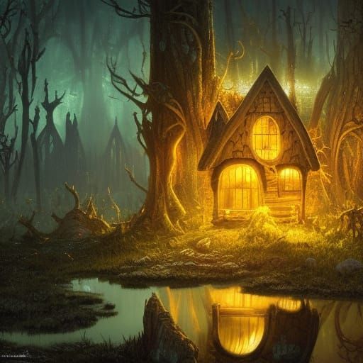 Glowing Swamp: High Gothic Mushroom Cottage