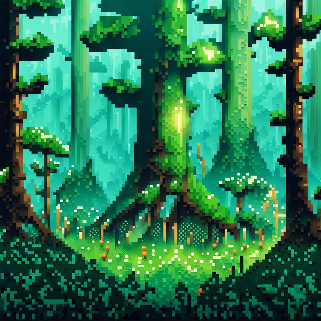 Pixel Art Alien Forest in Avatar Style
